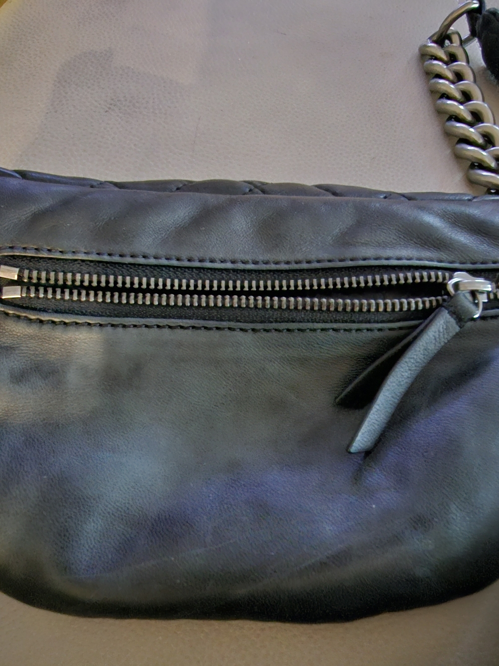 Kurt Geiger Black Quilted Leather Mini Crossbody Belt Bag - Picture 3 of 4